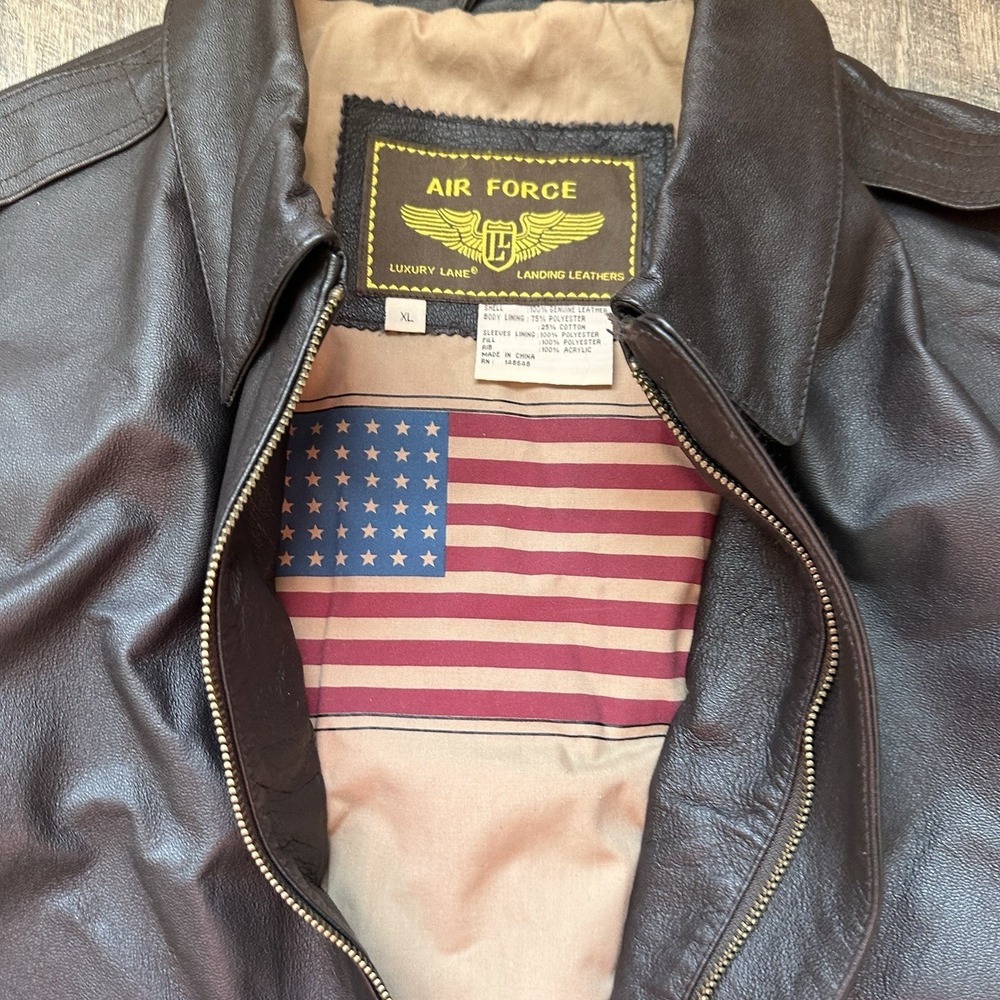 NEW Air Force Landing Leather A2 Bomber Jacket Men Vintage Military USA Size XL - Picture 2 of 9